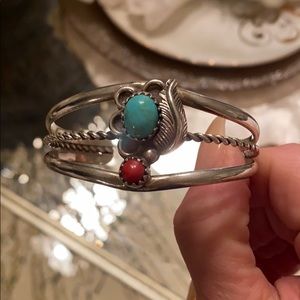 Sterling silver with turquoise cuff
